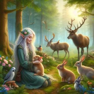 feral princess living with animals in the forest