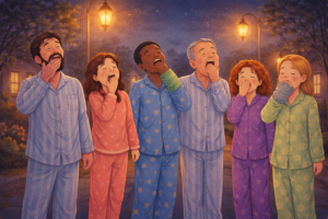 Everyone finally feeling sleepy at night