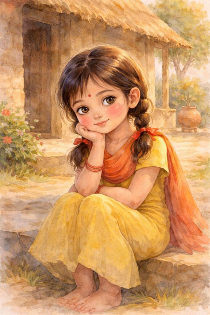 गाँव में रहने वाली शांत और शर्मीली बच्ची मीरा